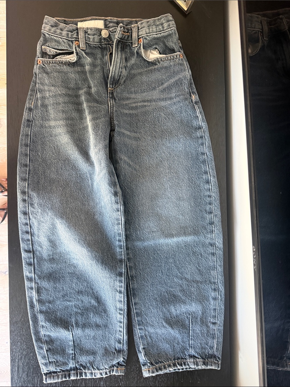 Zara Kids Washed Blue Barrel Jeans